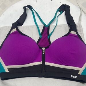 VSX Purple & Teal Front-Zip High-Impact Sports Bra